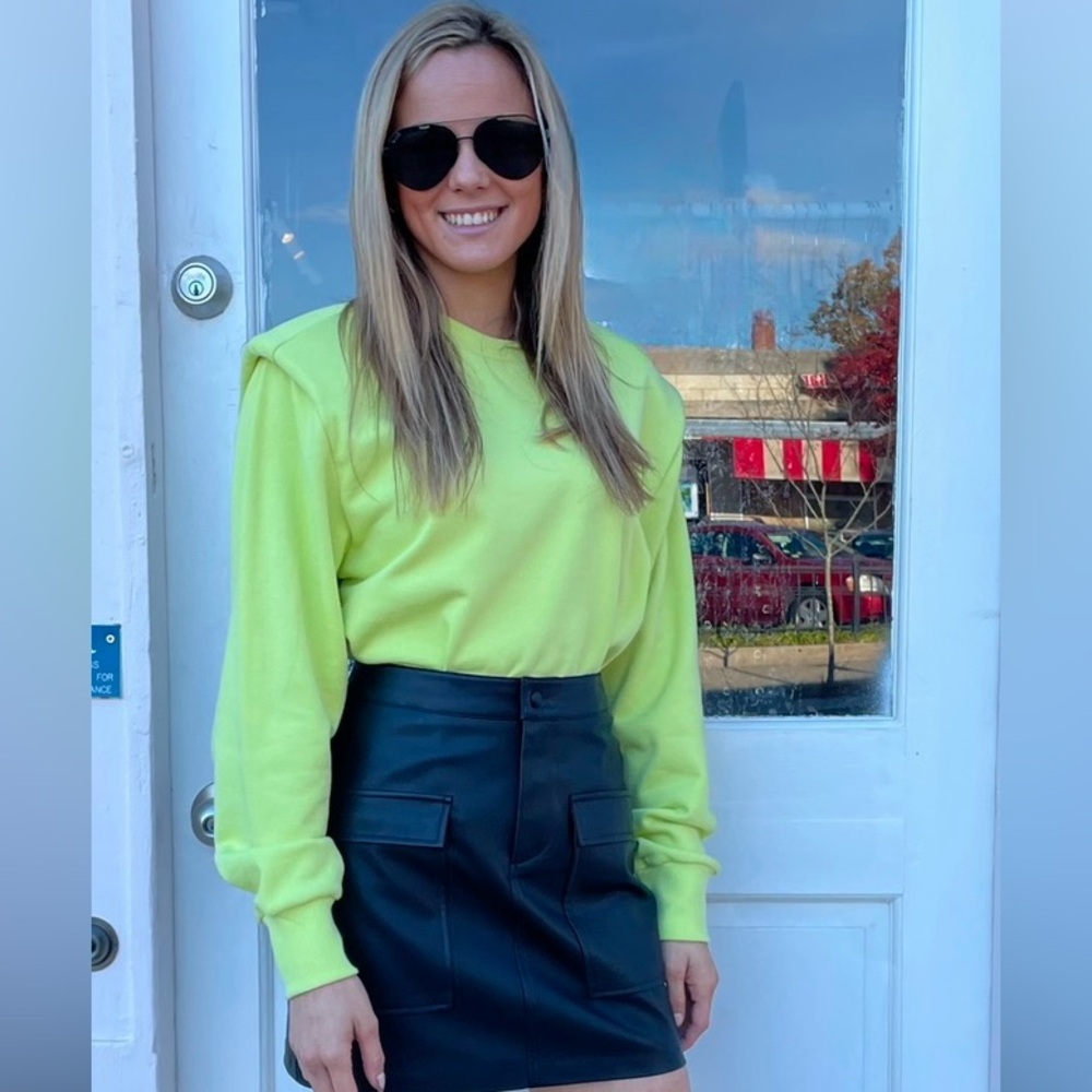Pistola Kirsten Shoulder Pad Cotton Pullover Sweatshirt
Lime Green Women's small